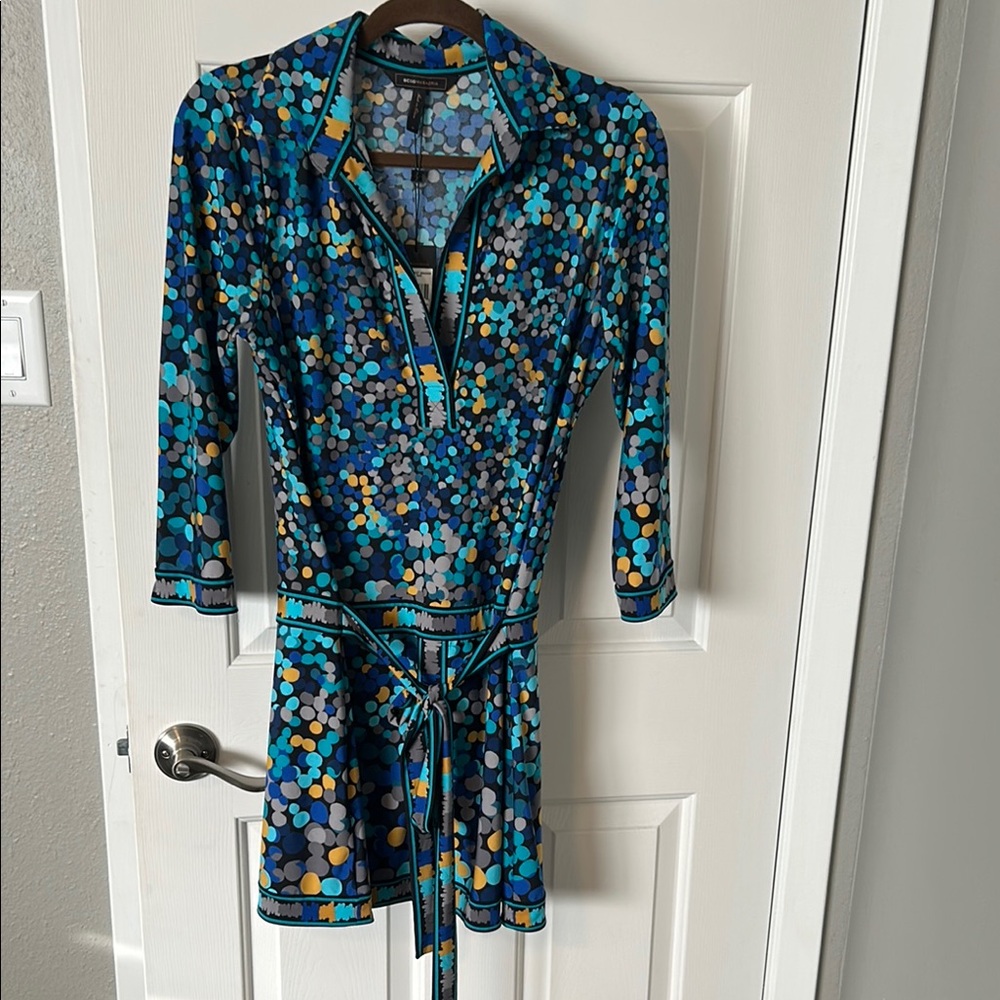 NWT Colorful Patterned Dress with Belt
